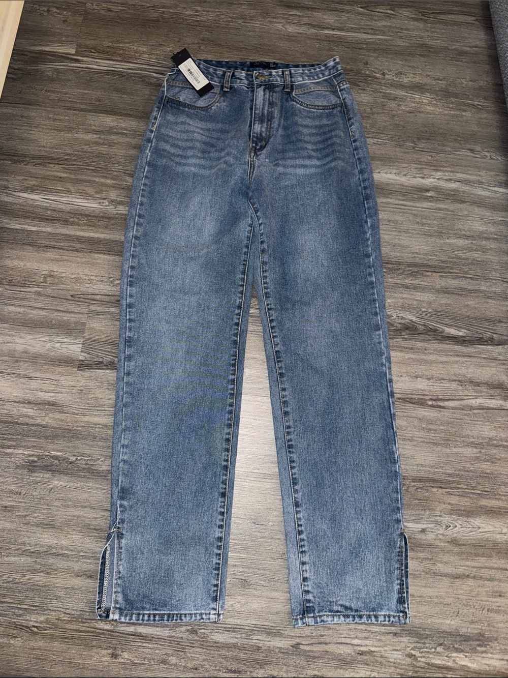 Nasty Gal Light Blue Boyfriend Jeans with Ankle Slits
